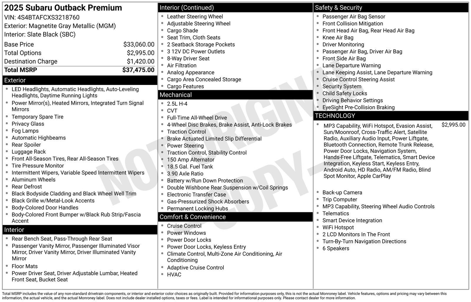 Certified 2025 Subaru Outback Premium AWD/4WD image 33