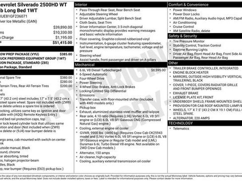 Used 2016 Chevrolet Silverado 2500 W/T w/ Snow Plow Prep Package AWD/4WD image 33