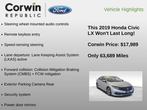Used 2019 Honda Civic LX image 6