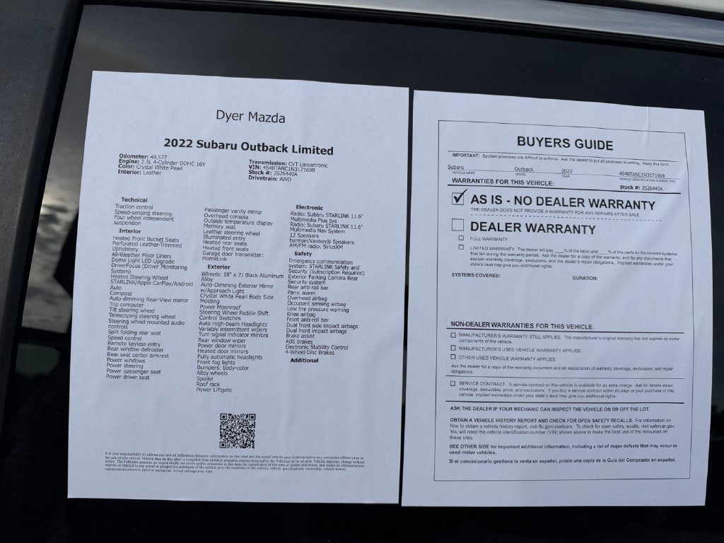 Certified 2022 Subaru Outback Limited AWD/4WD image 25