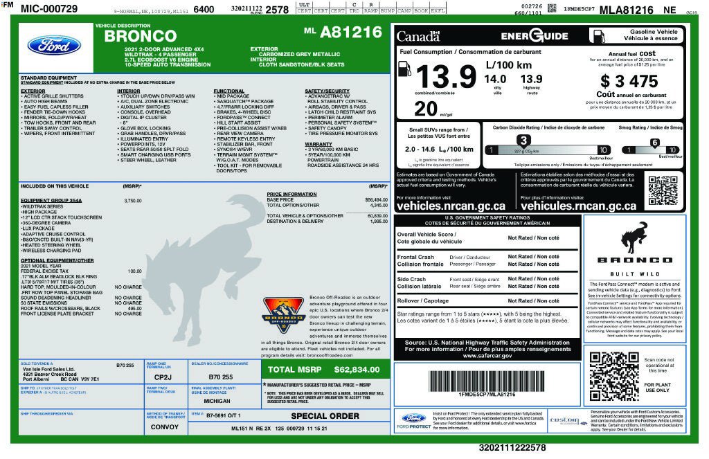 Used 2021 Ford Bronco Wildtrak AWD/4WD image 3