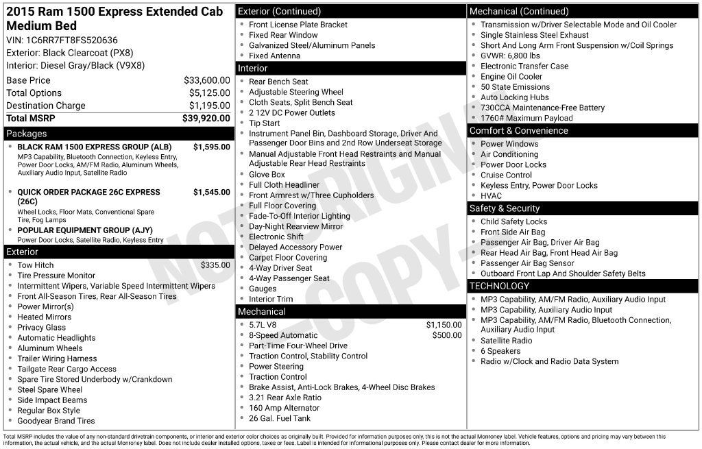 Used 2015 RAM 1500 Express w/ Black Ram 1500 Express Group AWD/4WD image 6