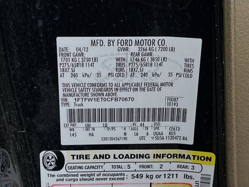 Used 2012 Ford F150 Lariat w/ Lariat Chrome Pkg AWD/4WD image 11
