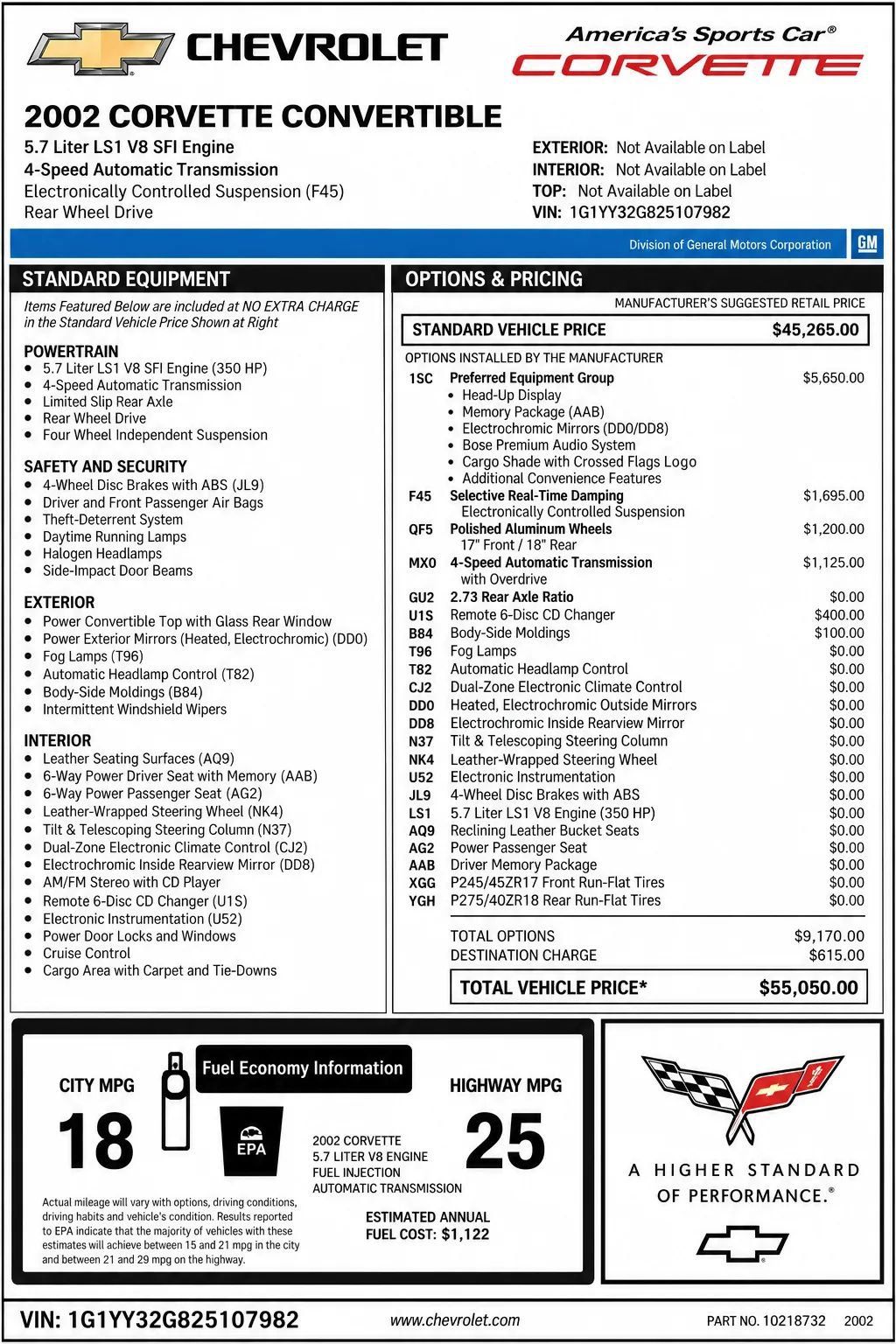 Used 2002 Chevrolet Corvette Convertible w/ Preferred Equipment Group2 RWD image 10