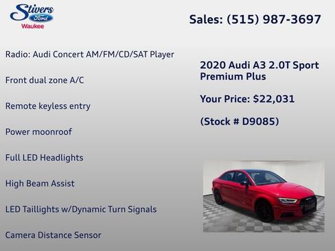 Used 2020 Audi A3 2.0T Premium Plus w/ Premium Plus Package FWD image 11