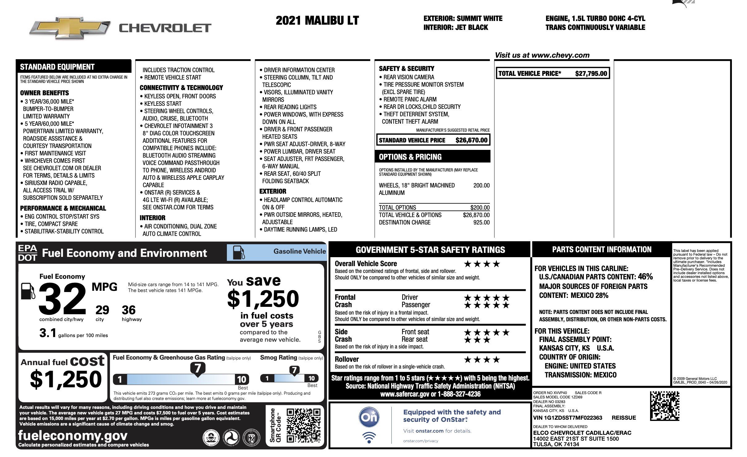 Used 2021 Chevrolet Malibu LT FWD image 4