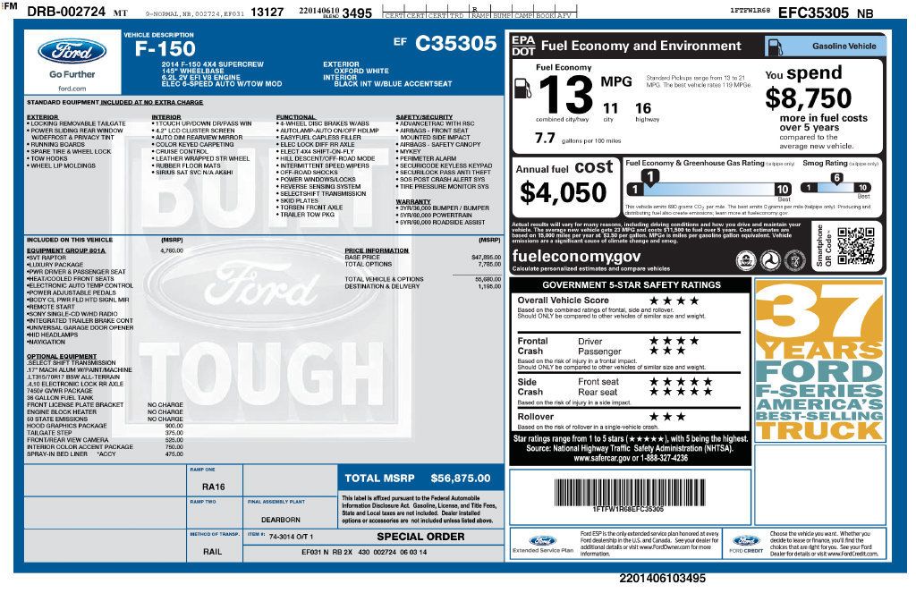 Used 2014 Ford F150 Raptor w/ Equipment Group 801A Luxury AWD/4WD image 53