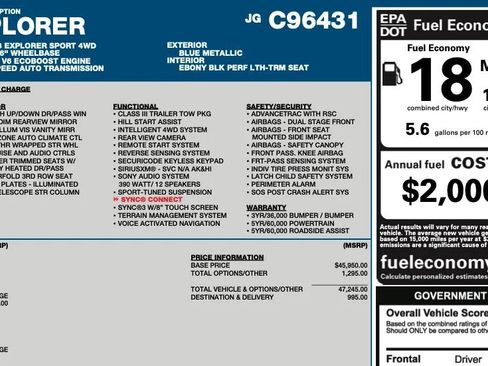 Used 2018 Ford Explorer Sport w/ Ford Safe & Smart Package image 2