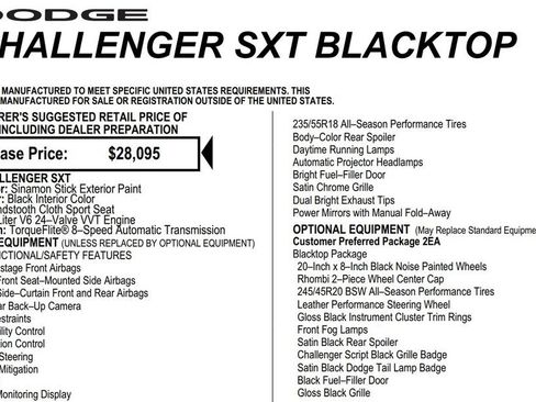 Used 2020 Dodge Challenger SXT w/ Blacktop Package RWD image 16