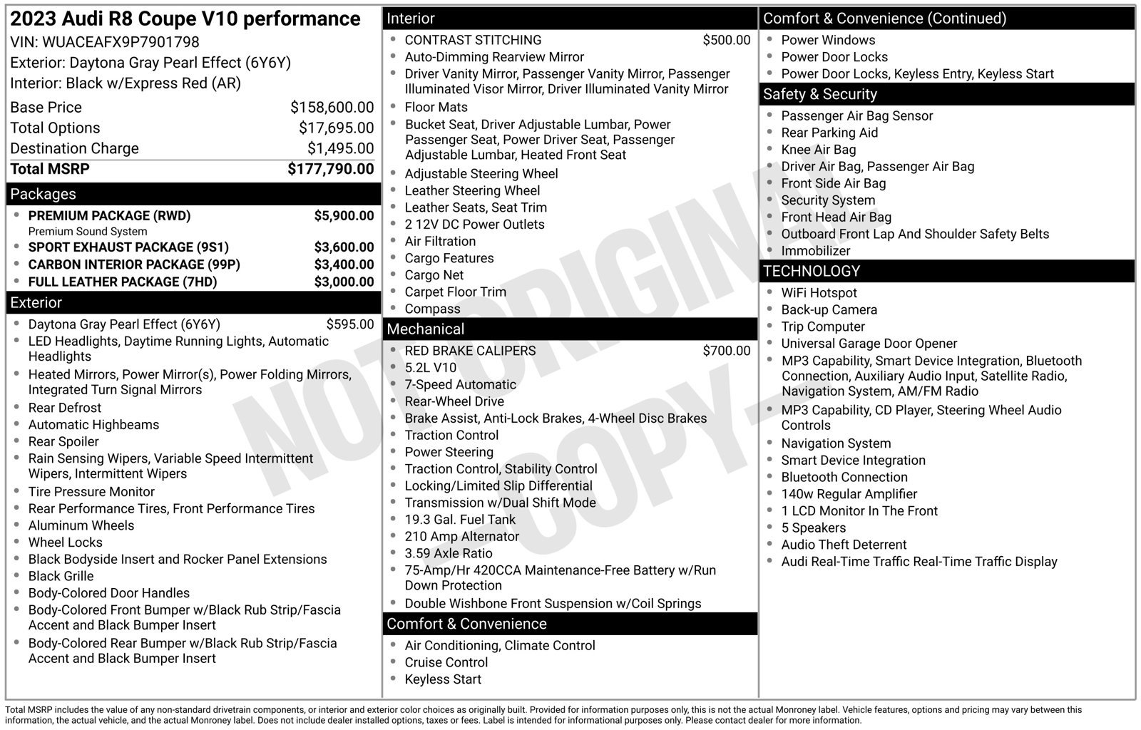 Used 2023 Audi R8 V10 performance w/ Premium Package RWD image 1