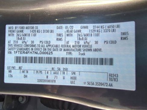 Used 2022 Ford Ranger Lariat w/ Equipment Group 501A High image 16