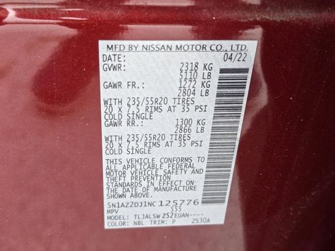 Used 2022 Nissan Murano Platinum w/ Cargo Package FWD image 9