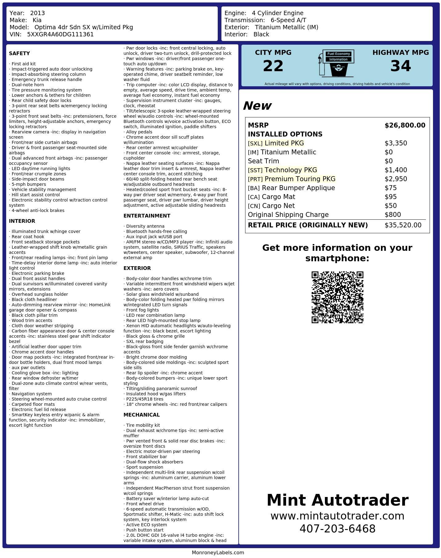 Used 2013 Kia Optima SX w/ Limited Pkg FWD image 3