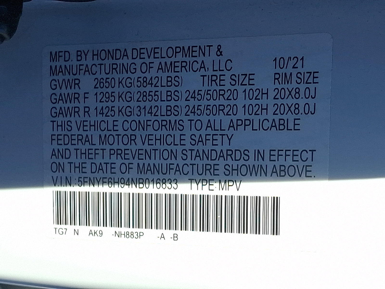 Certified 2022 Honda Pilot Touring image 30