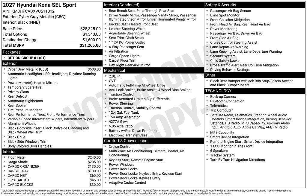 New 2027 Hyundai Kona SEL Sport AWD/4WD image 24