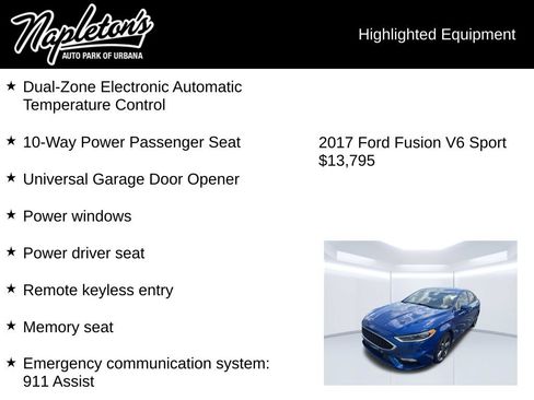 Used 2017 Ford Fusion Sport w/ Equipment Group 401A AWD/4WD image 6
