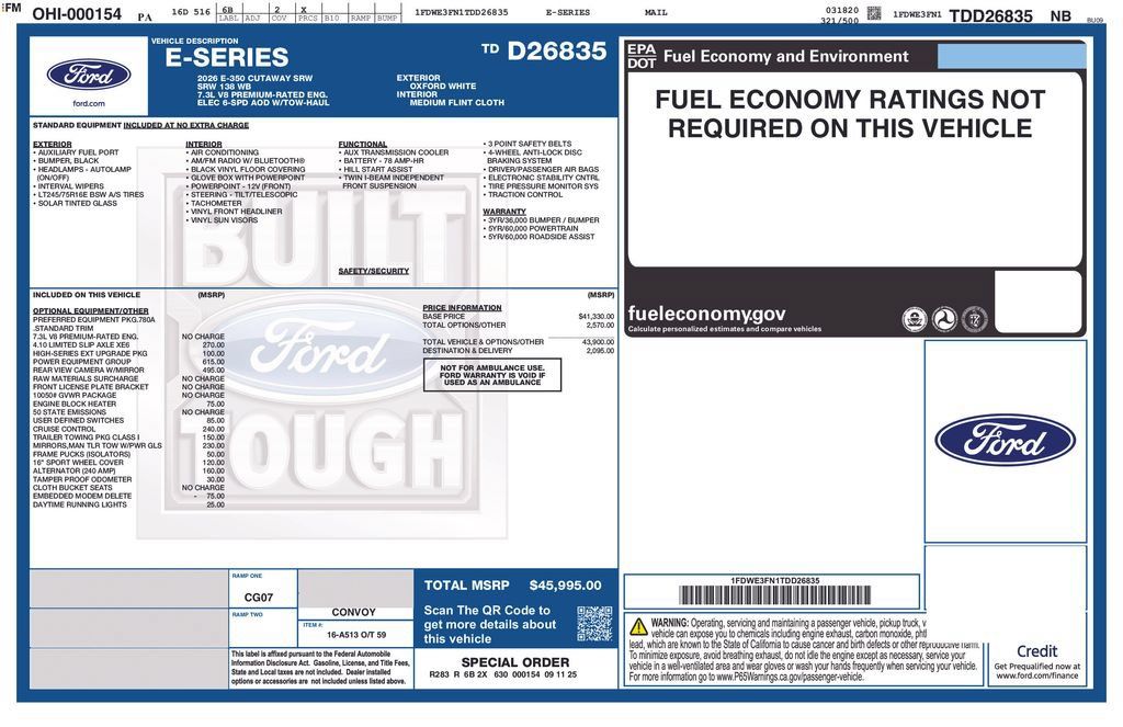 New 2026 Ford E-350 and Econoline 350 Super Duty w/ Power Equipment Group RWD image 19