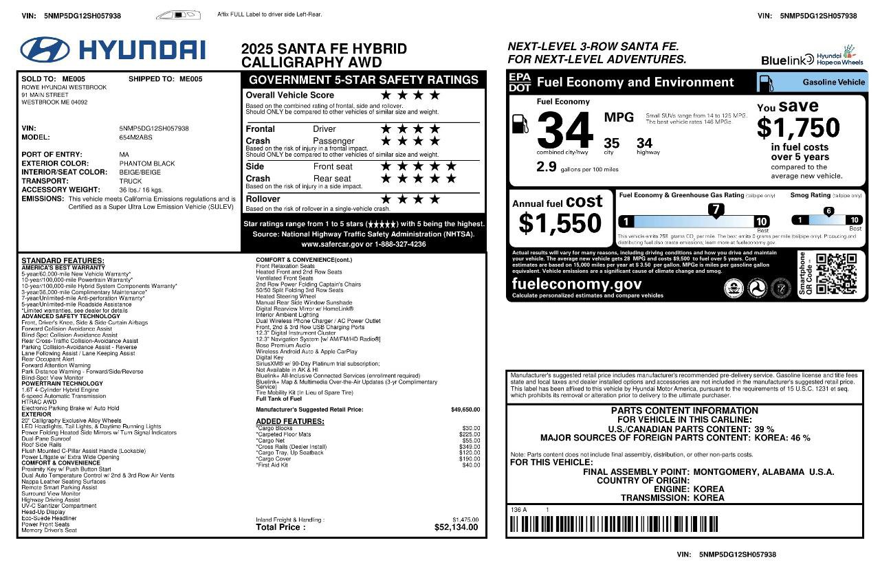 Used 2025 Hyundai Santa Fe Calligraphy AWD/4WD image 3