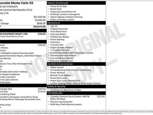 Used 2000 Chevrolet Monte Carlo SS w/ Preferred Equipment Group FWD image 1