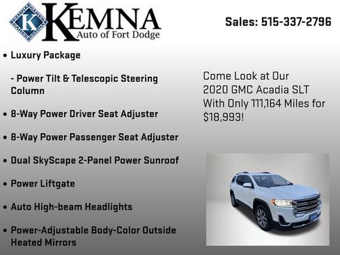 Used 2020 GMC Acadia SLT w/ Premium Package image 19