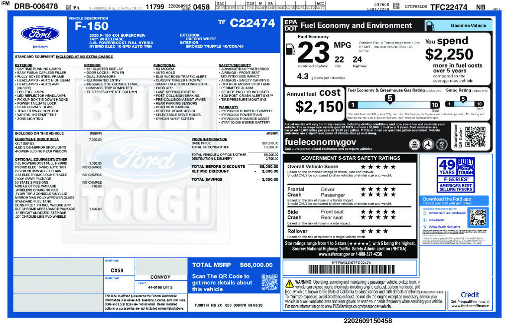 New 2026 Ford F150 XLT w/ Equipment Group 302A MID AWD/4WD image 6