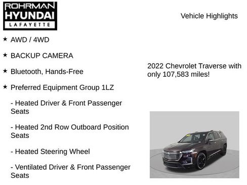 Used 2022 Chevrolet Traverse Premier w/ LPO, Floor Liner Package AWD/4WD image 8
