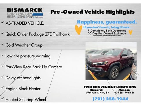 Used 2020 Jeep Cherokee Trailhawk w/ Cold Weather Group AWD/4WD image 8