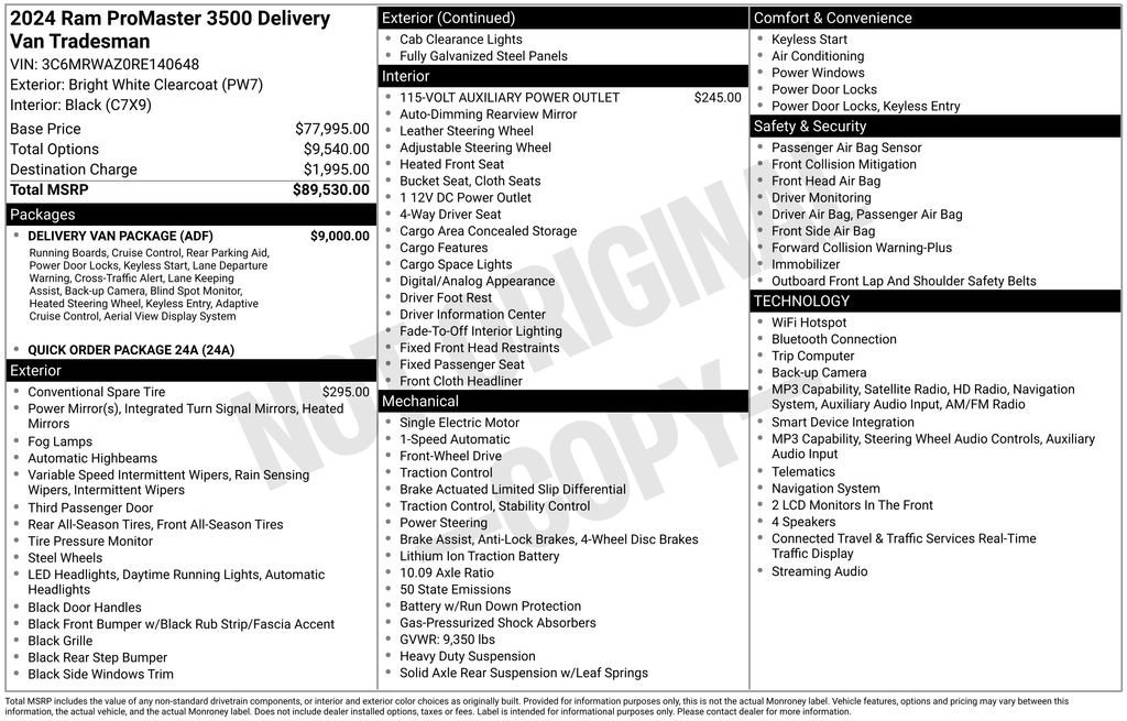 Used 2024 RAM ProMaster 3500 w/ Delivery Van Package FWD image 45
