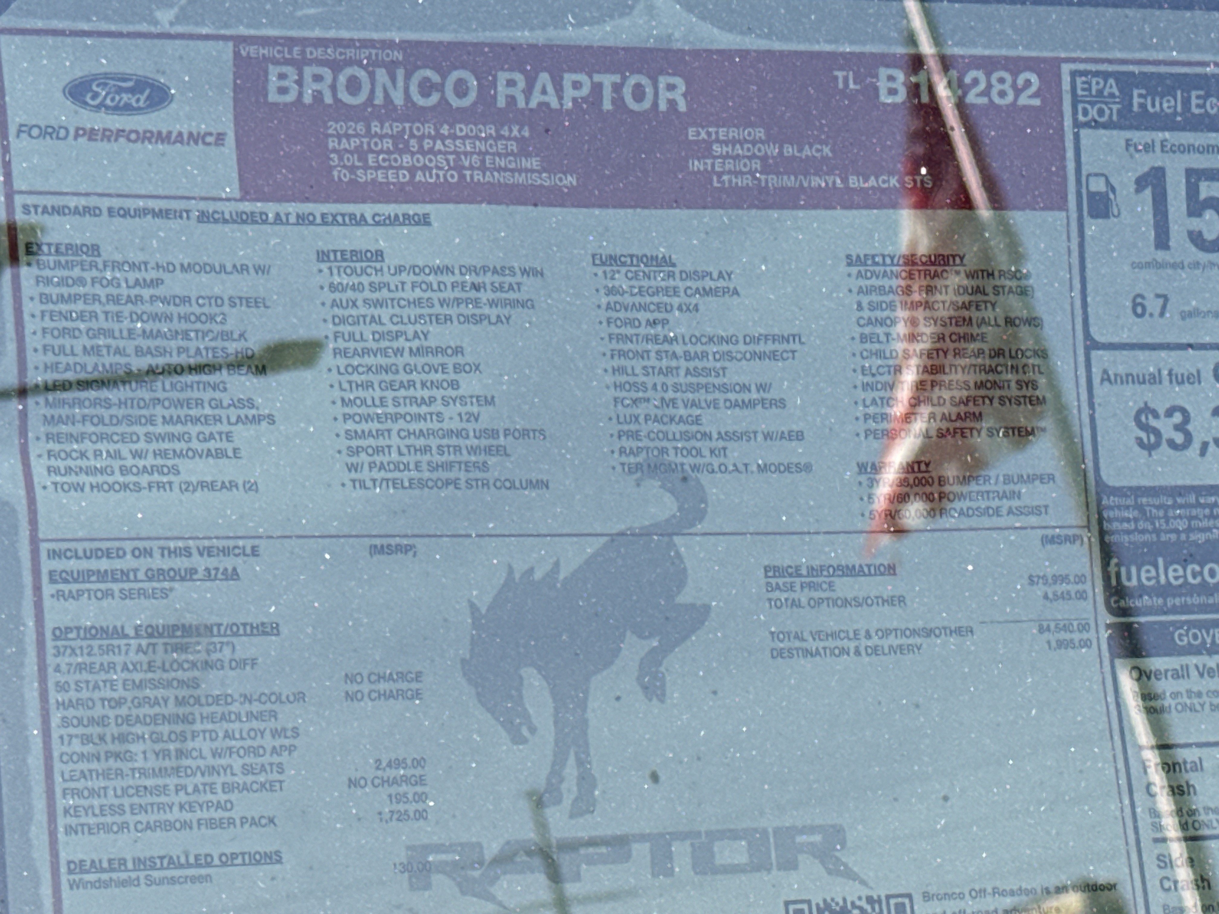 New 2026 Ford Bronco Raptor w/ Interior Carbon Fiber Pack AWD/4WD image 9