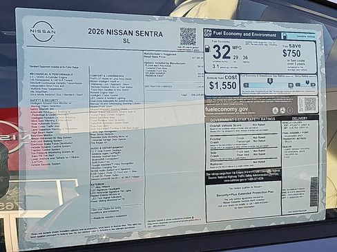 New 2026 Nissan Sentra SL w/ Floor Mat Package FWD image 21