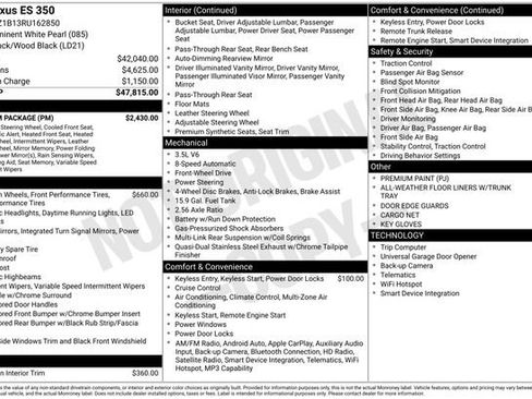 Certified 2024 Lexus ES 350 w/ Premium Package FWD image 53