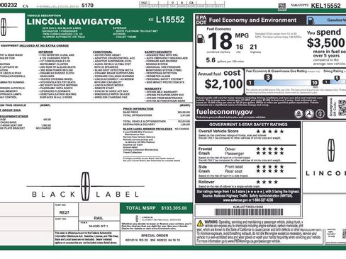 Used 2019 Lincoln Navigator L Black Label w/ Cargo Package AWD/4WD image 2