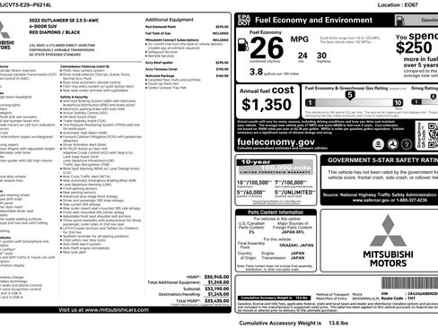 Used 2022 Mitsubishi Outlander SE image 51
