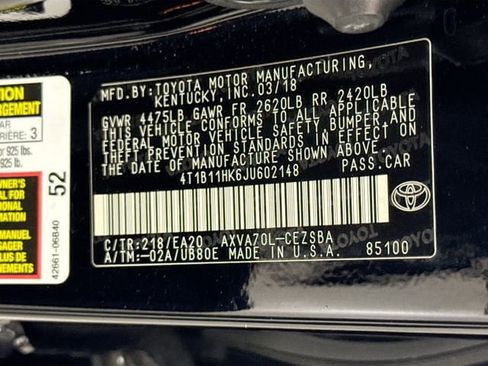Certified 2018 Toyota Camry SE w/ Audio Package FWD image 33