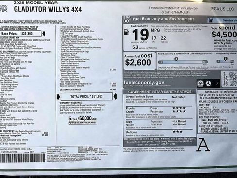 New 2026 Jeep Gladiator Sport AWD/4WD image 23