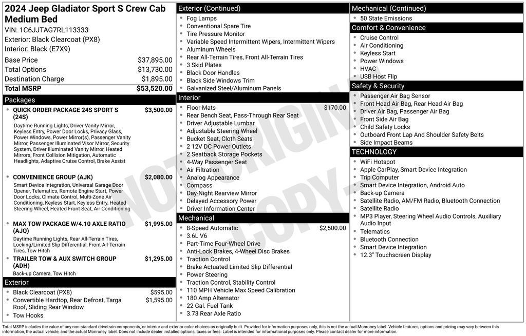 Used 2024 Jeep Gladiator Sport AWD/4WD image 2