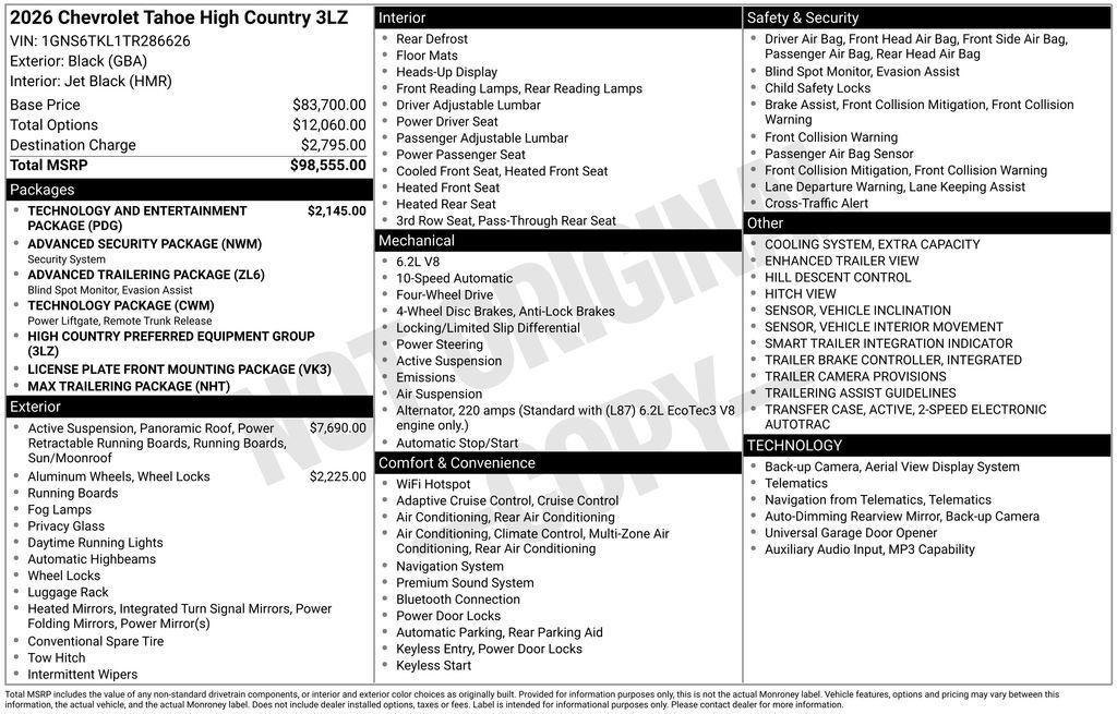 New 2026 Chevrolet Tahoe High Country AWD/4WD image 67
