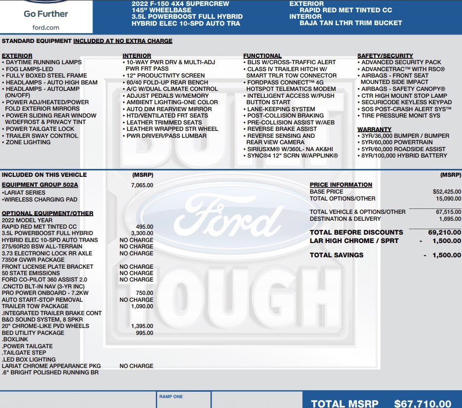 Used 2022 Ford F150 Lariat w/ Equipment Group 502A High AWD/4WD image 2