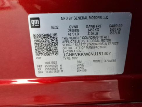 Certified 2022 Chevrolet Traverse Premier w/ LPO, Cargo Package AWD/4WD image 25