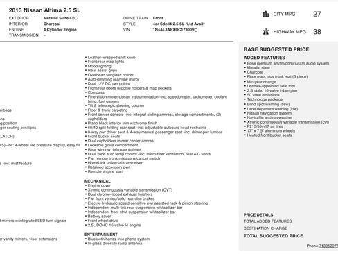Used 2013 Nissan Altima 2.5 SL w/ Technology Pkg image 4