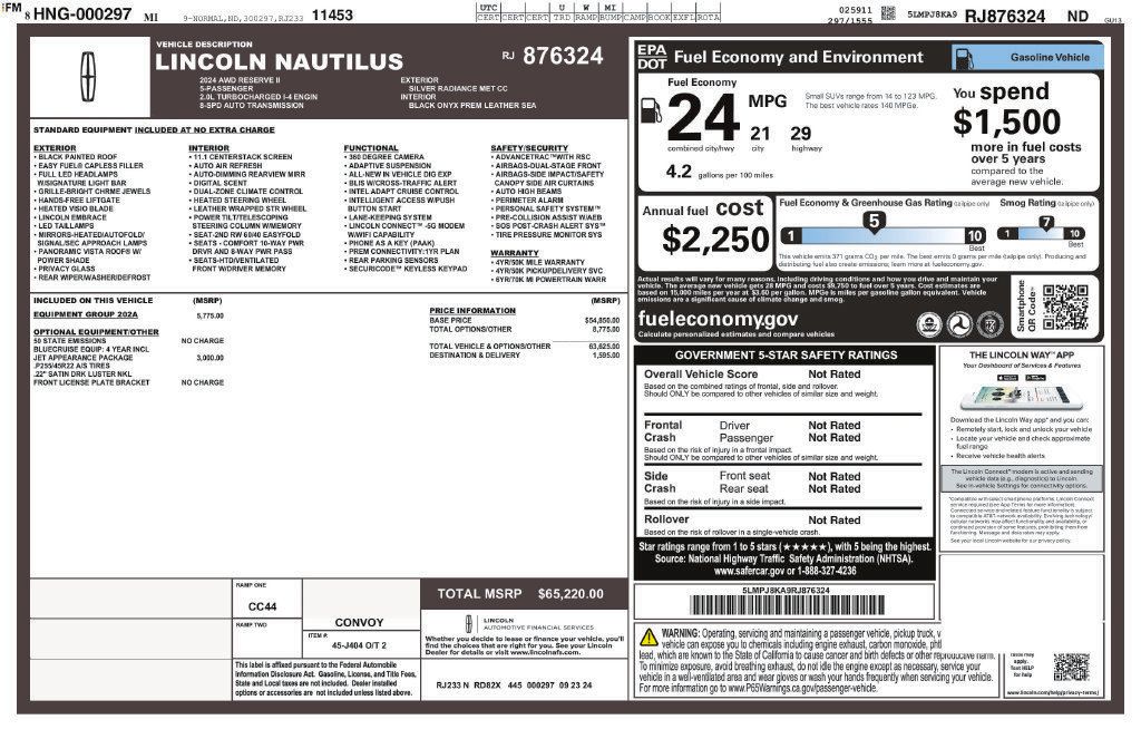 Used 2024 Lincoln Nautilus Reserve w/ Equipment Group 202A AWD/4WD image 5