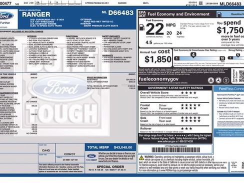 Used 2021 Ford Ranger XLT w/ Equipment Group 302A High AWD/4WD image 2