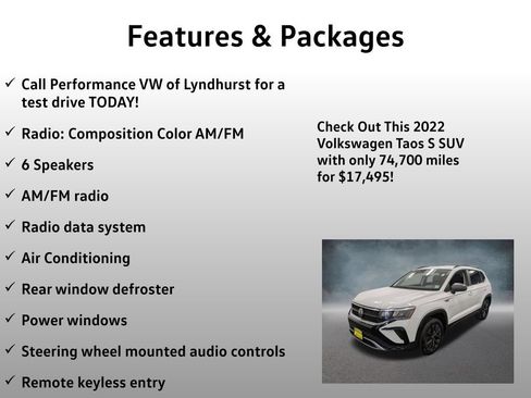 Used 2022 Volkswagen Taos S FWD image 4