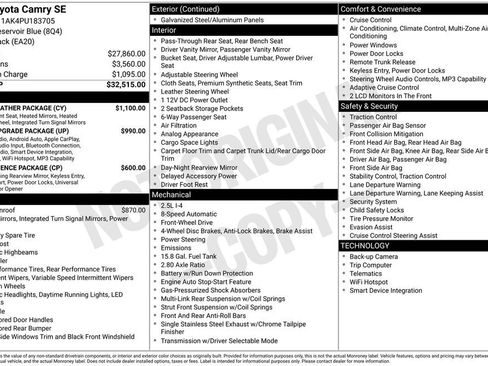 Used 2023 Toyota Camry SE w/ Cold Weather Package FWD image 88