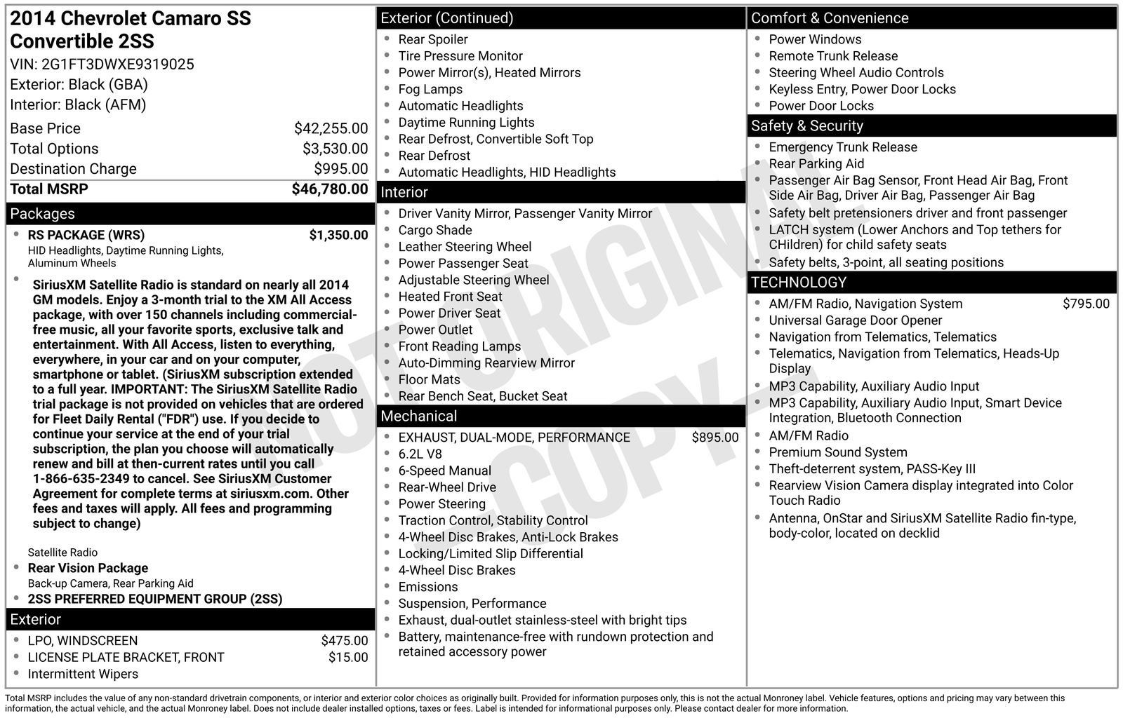 Used 2014 Chevrolet Camaro SS w/ RS Package RWD image 3