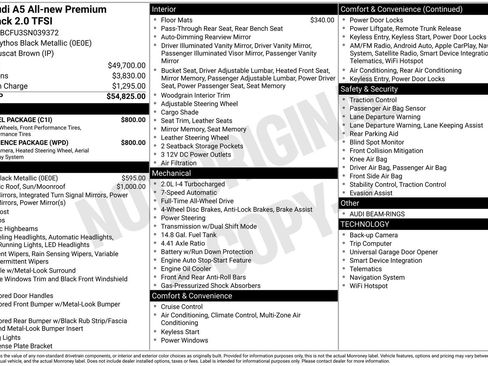 Certified 2025 Audi A5 2.0T Premium w/ Convenience Package AWD/4WD image 55