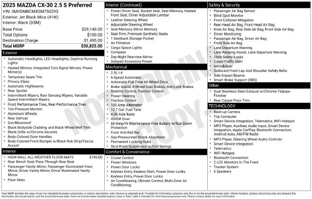 Certified 2025 MAZDA CX-30 AWD 2.5 S w/ Preferred Package image 6