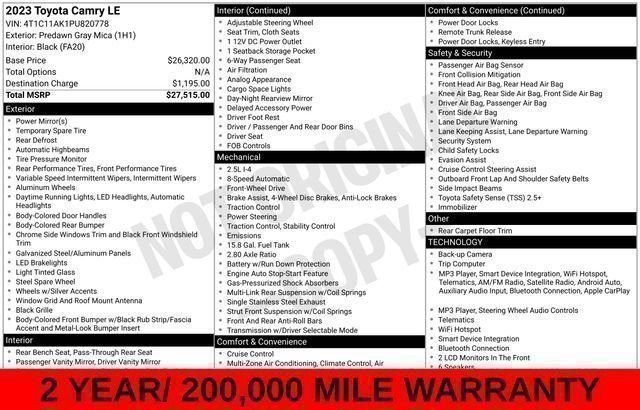Used 2023 Toyota Camry LE FWD image 59