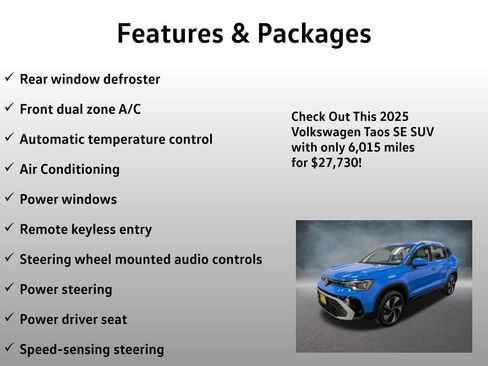 Used 2025 Volkswagen Taos SE w/ Panoramic Sunroof Package AWD/4WD image 8