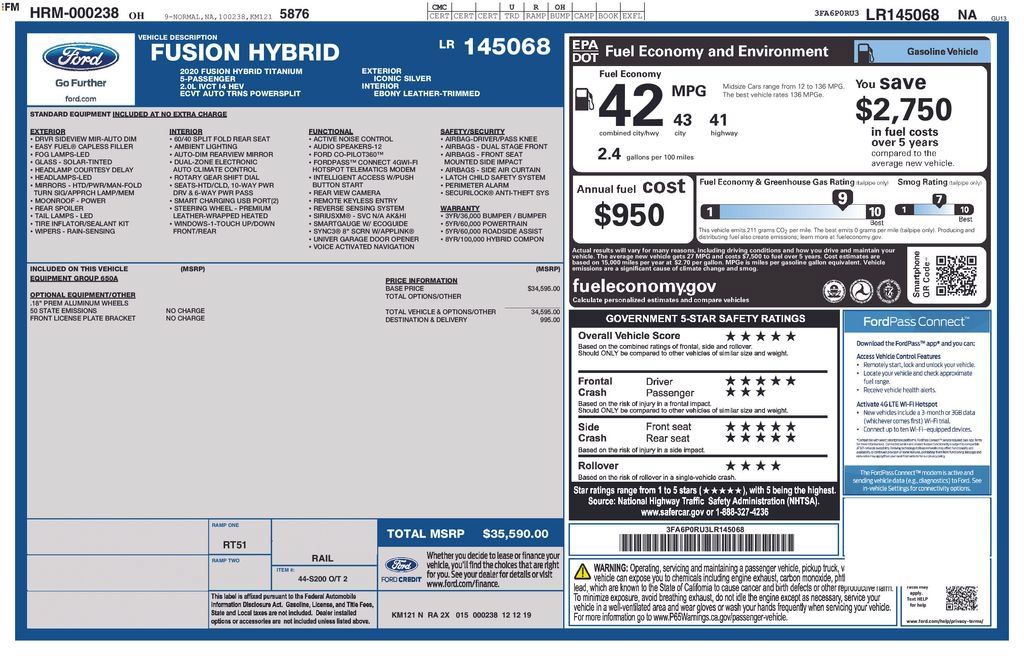Used 2020 Ford Fusion Titanium FWD image 52